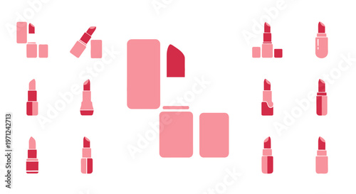 Minimalist beauty and cosmetic illustration featuring lipstick product designs