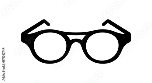 Minimalist Black and White Eyeglasses Illustration on a Clean White Background Design