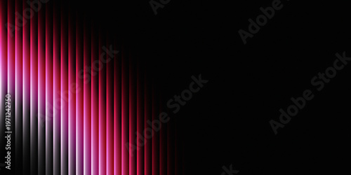 Foto Vibrant fuchsia and magenta vertical striped pattern creating a modern digital background with glowing light reflections against a dark black backdrop for design projects