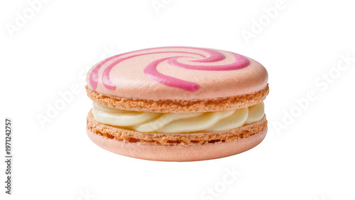 Pink Swirl Raspberry Cream Filled Macaron Cookie Dessert
