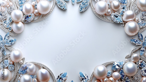 真珠とビジューが配置された上品なコピースペース・ブライダル背景