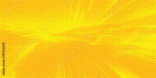 Aesthetic Yellow halftone pattern. Retro comic gradient background. Bright orange pixelated dotted texture overlay. dots vector ilustration.Eps 10