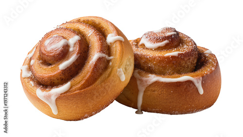 Canvas-taulu Cinnamon swirl buns with icing and sugar sprinkles