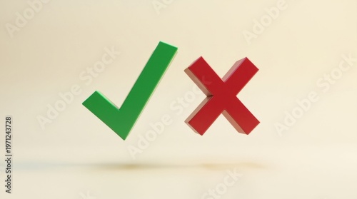 Símbolos de marca de verificación y cruz