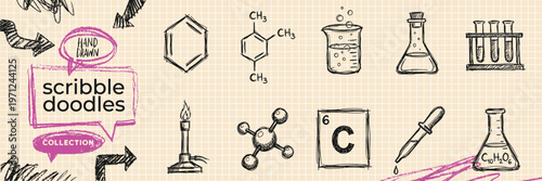Hand Drawn Legal Justice and Law Authority Court Doodle Icon Set with Balance Scale Judge Gavel Briefcase and Document Sketches for Corporate Attorney Vector EPS