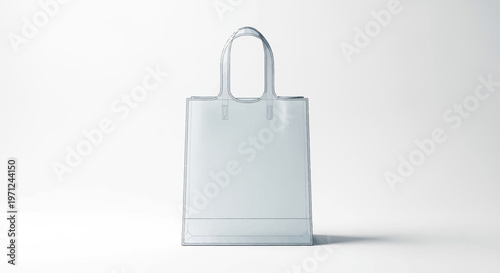 Transparent Tote Bag Rendered in 3D Against a White Background: Minimalism Concept