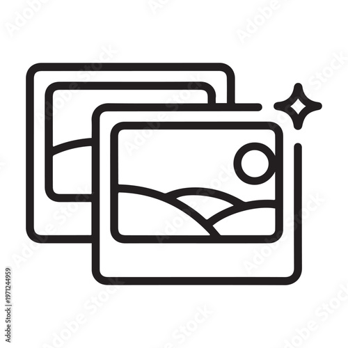 Professional Photography Gallery and Image Enhancement Icon - Digital Photo Editing and Portfolio Vector Illustration