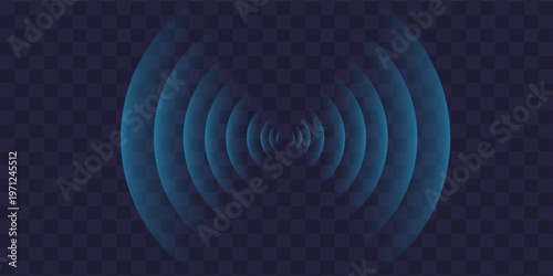 Sound wave. Signal concentric circle. Round light effect. Wifi range. Radio station signal. Water ripple with circle waves. A place or a painful point. Radar screen. Vector effect.
