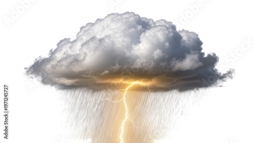 Bild auf Leinwand Dark stormy clouds with heavy rain and bright lightning bolts