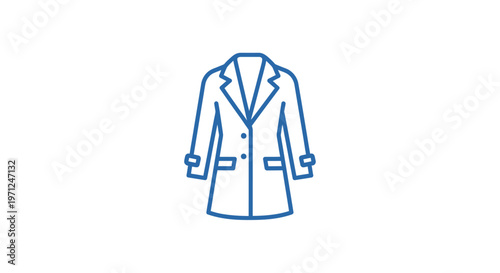 Minimalist Blue Outline of a Classic Overcoat, A Fashionable Wardrobe Staple Illustration