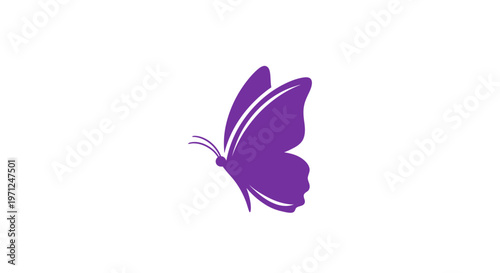 Minimalist Purple Butterfly Silhouette on White Background for Branding or Design