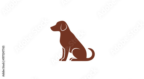 Silhouette illustration of a brown dog in a sitting posture on a white background