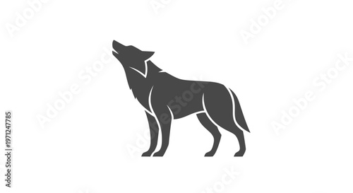 Silhouette of a howling wolf on a white background, representing untamed wilderness