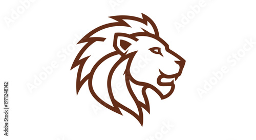 Minimalistic lion head emblem showcasing strength and regal charm in vector art form