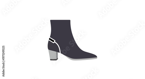 Elegant Black Ankle Boot with Metallic Heel and Modern Design on a Clean White Background