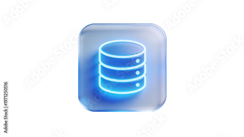 A glossy 3d web icon set featuring a blue glass button, a blue metal button, and a blue metal can designed as a business symbol for an internet website page or office document file