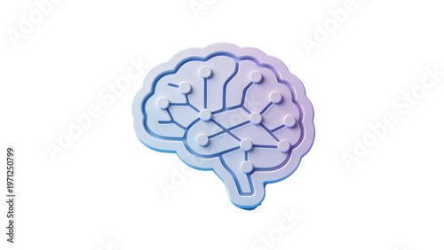 3D medical illustration of a human brain organ isolated on a white background as a symbol of neurology, science, and creative intelligence for psychology or anatomy