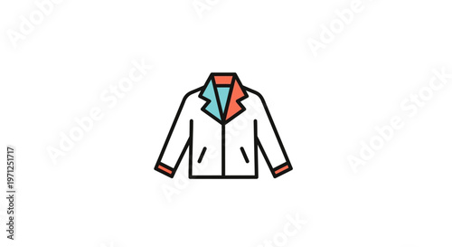 Minimalistic illustration of a jacket design with a color block collar and cuffs apparel
