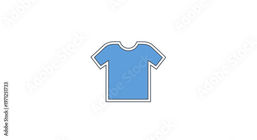 Minimalistic Illustration of a Sky Blue T-Shirt Icon on White Background