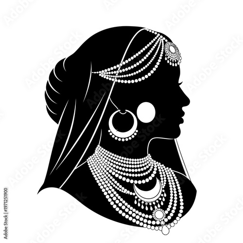 Vector illustration of a stylish woman DJ silhouette with flowing hair and artistic fashion vibe at night