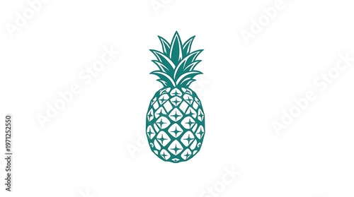Stylized green pineapple illustration on white background isolated for design
