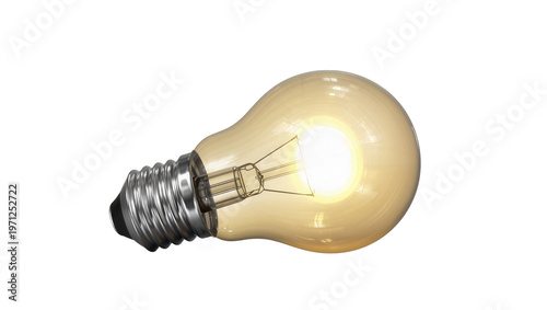 Fotografie Vintage incandescent lightbulb with metal base and glowing filament