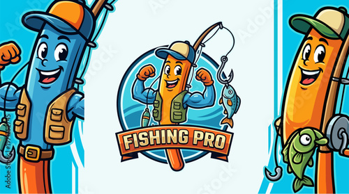 Cartoon fishing characters with rods.