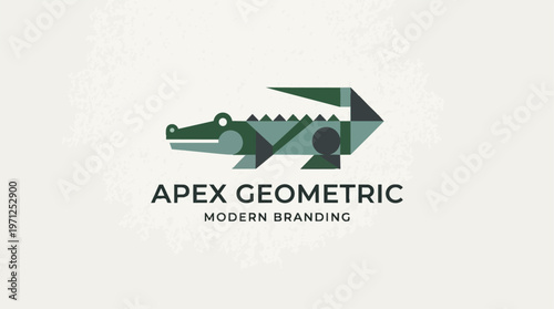Geometric crocodile logo design.