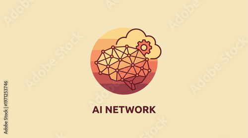 AI Network Brain Illustration Logo.