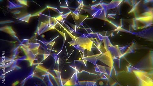 Blue and Yellow Connected Dots and Lines Plexus Animation