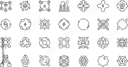 Smart Grid Energy Automation and Carbon Analytics Icon Set