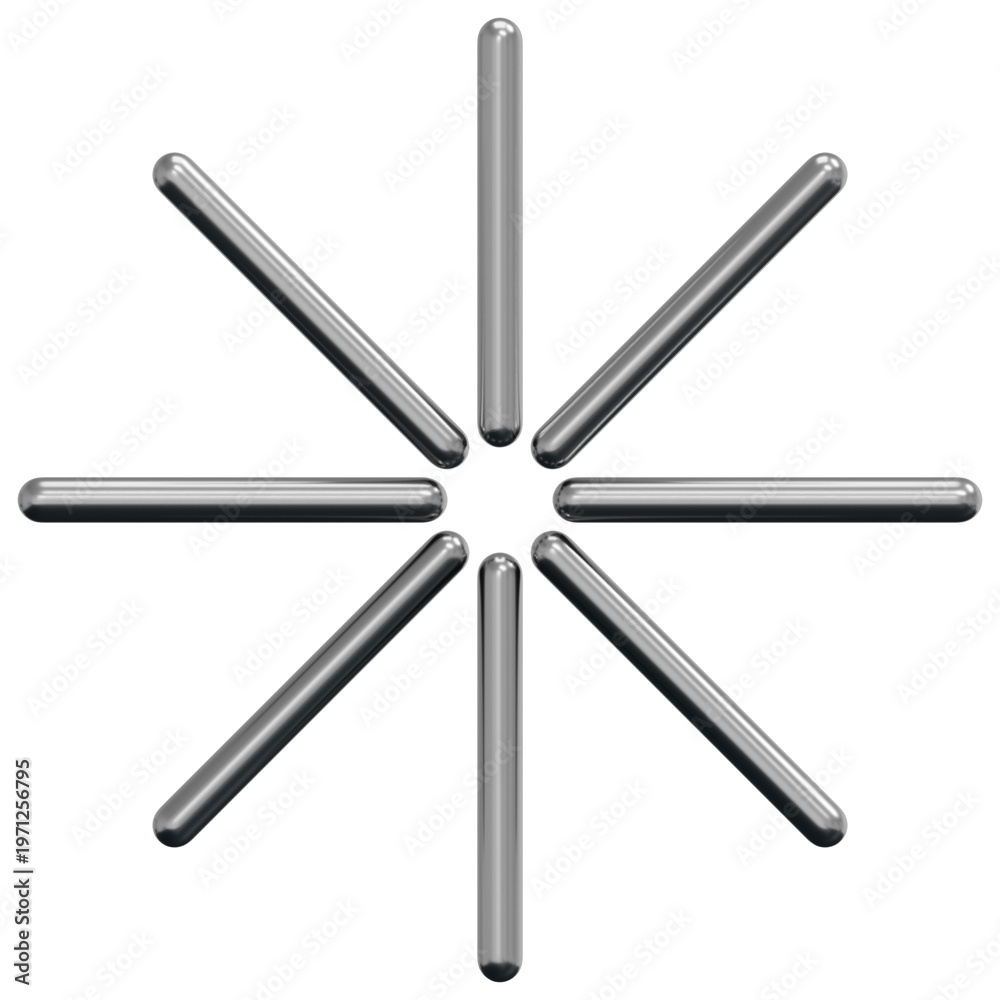 Fototapeta premium 3D Chrome Abstract Thin Radial Asterisk Shape
