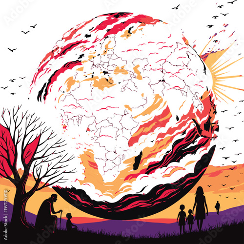 Groovy World Health Day Typography.eps