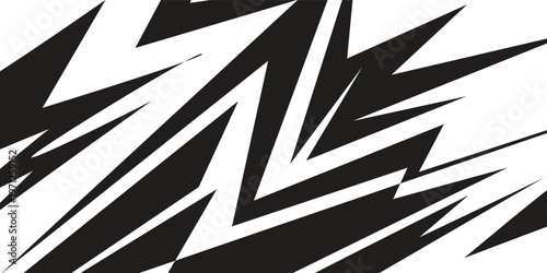 Abstract black and white background with spikes and zigzag line pattern