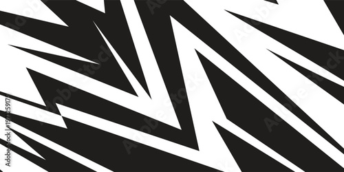 Abstract black and white background with spikes and zigzag line pattern