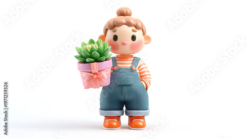 3D figurine planter designed to hold small plants like succulents or cactus. 