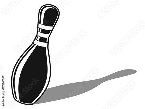 Black Bowling Pin Silhouette Vector Icon Isolated on White Background