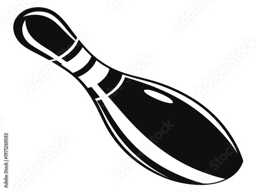 Black Bowling Pin Silhouette Vector Icon Isolated on White Background