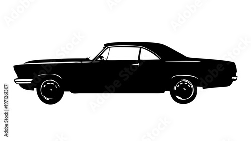 Classic Muscle Car Silhouette Vector Icon Vintage Sports Coupe