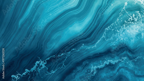 Turquoise Ocean Fluid Wave Texture Background