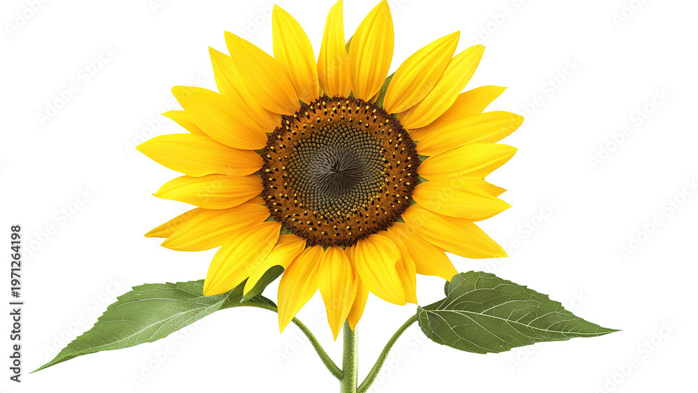 Obraz premium Beautiful blooming sunflower isolated on white background