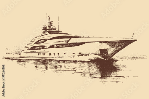 Luxury motor yacht, vector illustration. This vector illustration can be used in any size you like for advertising, logos, and other work.