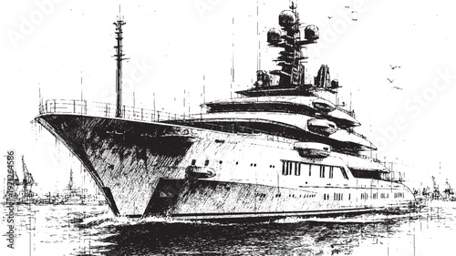 Luxury motor yacht, vector illustration. This vector illustration can be used in any size you like for advertising, logos, and other work.