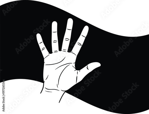 Raised hand gesture icon isolated on abstract background for stop signal, attention, greeting, help request and human communication concept design