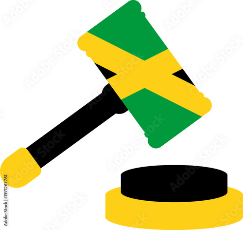 Court Justice Hammer In  Jamaica Flag Icon