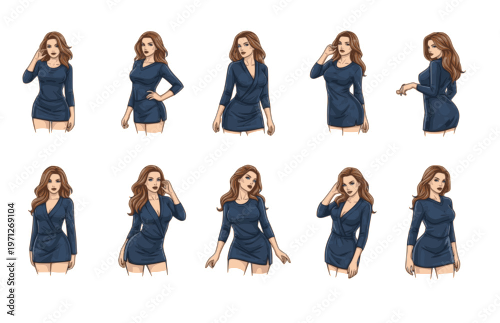 Obraz premium silhouettes set of beautiful sexy women various lying,