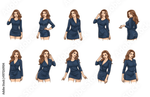  silhouettes set of beautiful sexy women various lying,