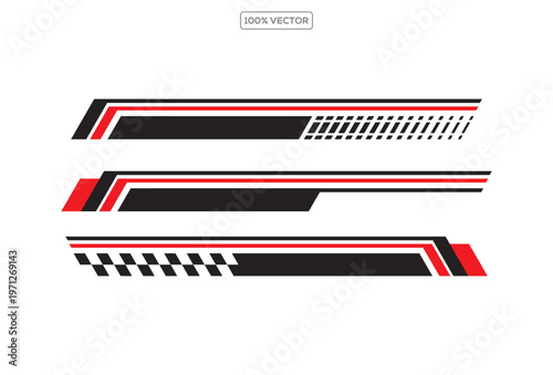 Automotive Vinyl Stripe Stickers Set Red Racing Car Decal Collection Modern Design Elements