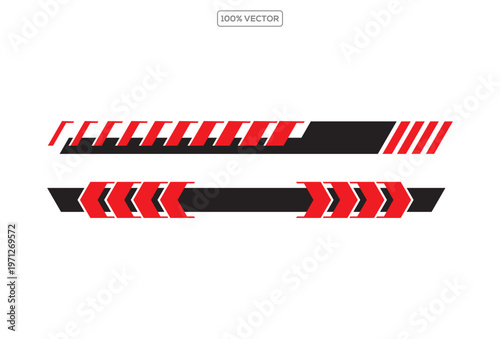 Racing Auto Stripe Decal Pack Red Car Sticker Set Speed Drift Turbo Vector Illustration