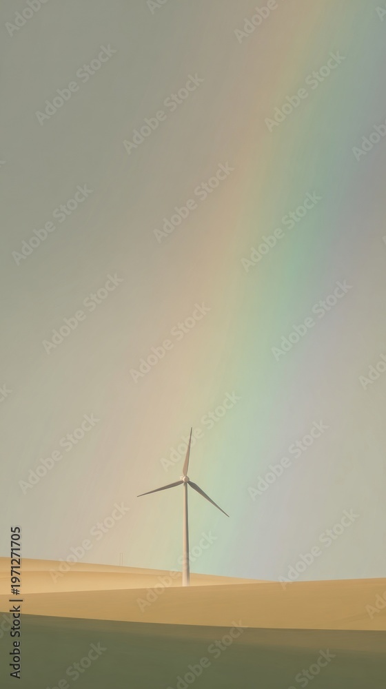 Fototapeta premium Dreamcore wind turbine environment minimalist landscape mobile wallpaper